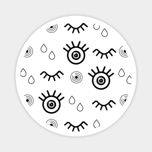 Pattern with big eyes and drops Magnet